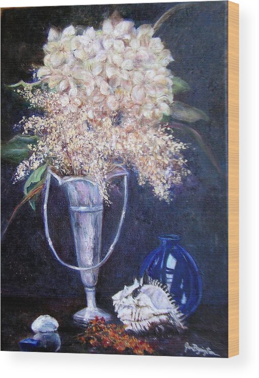 Still Life Wood Print featuring the painting Found Treasures by Jan Byington