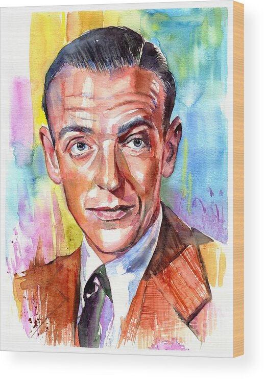Fred Astaire Wood Print featuring the painting Fred Astaire painting by Suzann Sines