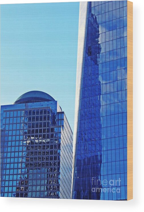 One World Trade Center Wood Print featuring the photograph Freedom Tower and 2 World Financial Center by Sarah Loft