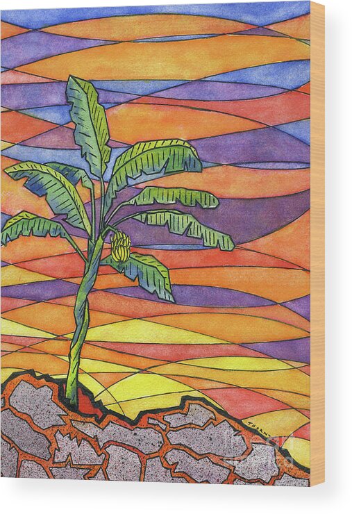 Hawaii Wood Print featuring the painting From the Ashes by Diane Thornton