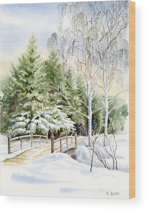 Garden Wood Print featuring the painting Garden Landscape Winter by Karla Beatty