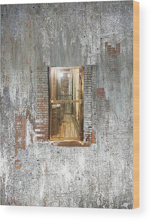 Exit Wood Print featuring the mixed media Gate by Tony Rubino