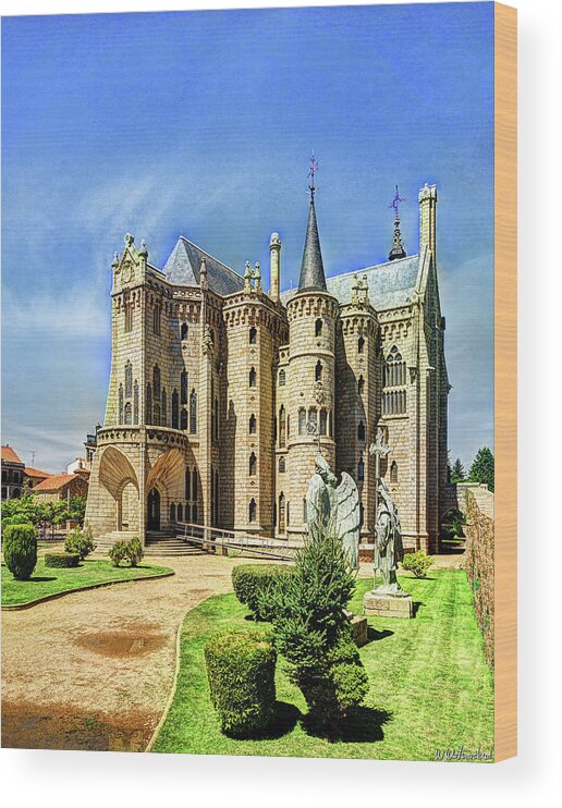 Gaudi Wood Print featuring the photograph Gaudi - Episcopal Palace of Astorga - Vintage by Weston Westmoreland