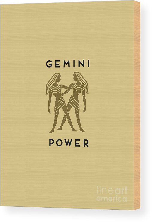 Gemini Wood Print featuring the digital art Gemini Power by Judy Hall-Folde