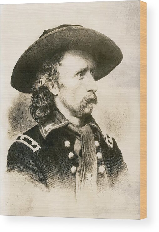 Custer Wood Print featuring the painting George Armstrong Custer by War Is Hell Store