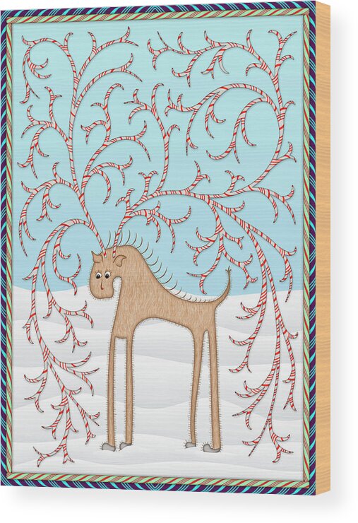 Enlightened Animals Wood Print featuring the digital art Ginger Cane by Becky Titus