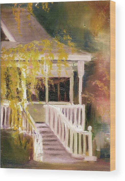 House Wood Print featuring the painting Glenridge Porch by Nancy Atherton Cheadle