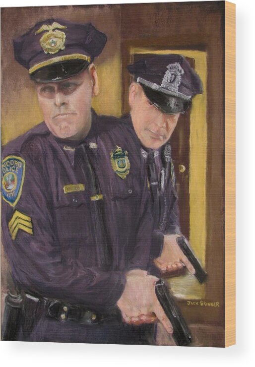 Law Enforcement Wood Print featuring the painting Go on Three...1....2.... by Jack Skinner