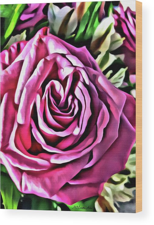 Pink Rose Wood Print featuring the painting Gracious Rose by Marian Lonzetta