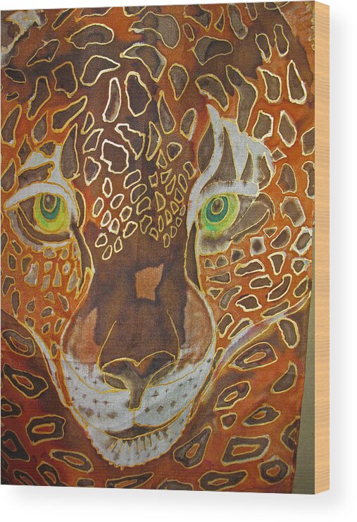 Jaguar Wood Print featuring the painting Green Eyes by Kelly Smith