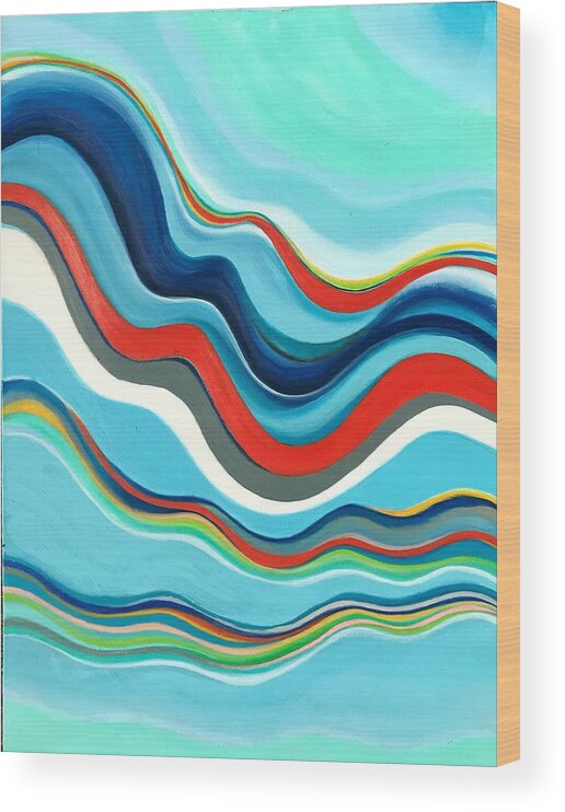 Abstract Wood Print featuring the painting Groovy Kind of Love by Susan Kayler