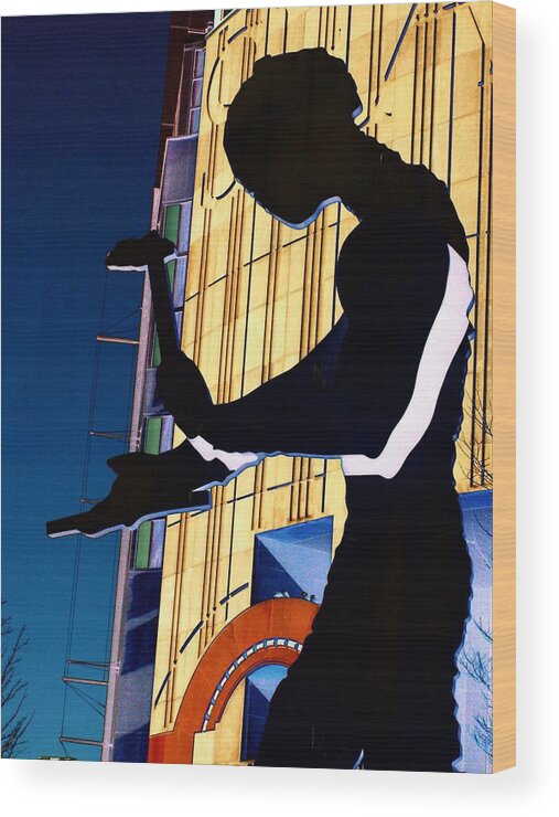 Seattle Wood Print featuring the digital art Hammering Man by Tim Allen