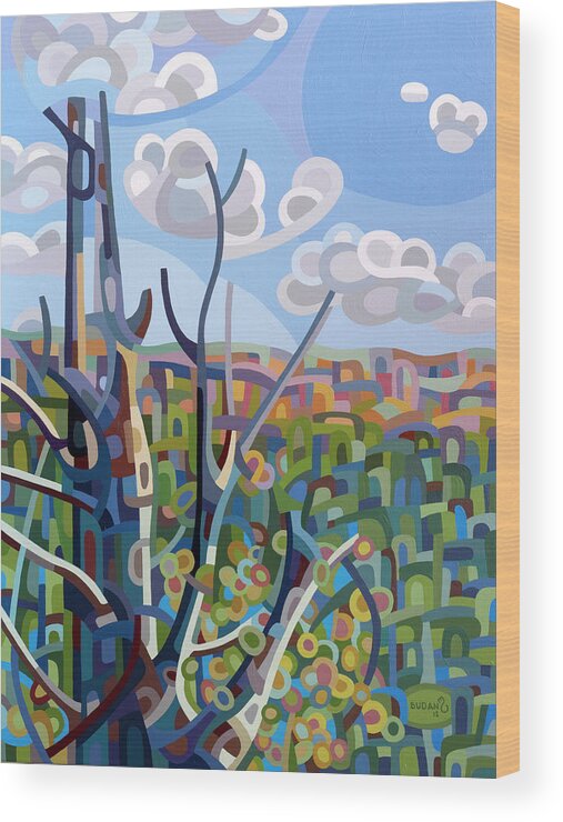 Fine Art Wood Print featuring the painting Hockley Valley by Mandy Budan