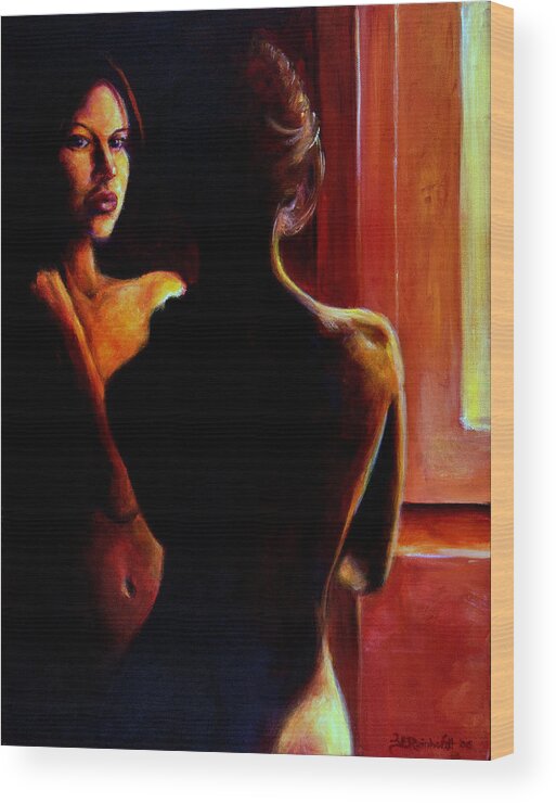 Nude Wood Print featuring the painting Honestly by Jason Reinhardt