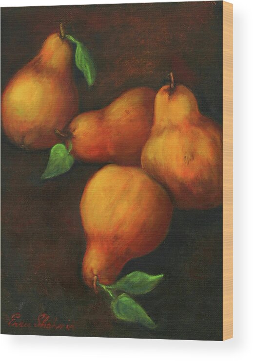 Pear Paintings Wood Print featuring the painting Honey Pears by Portraits By NC