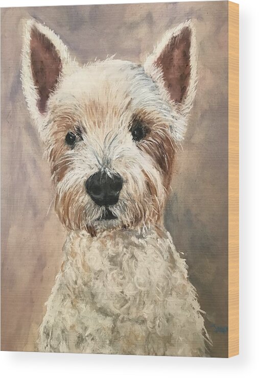 West Highland Terrier Wood Print featuring the painting Hotshot by Joyce Spencer