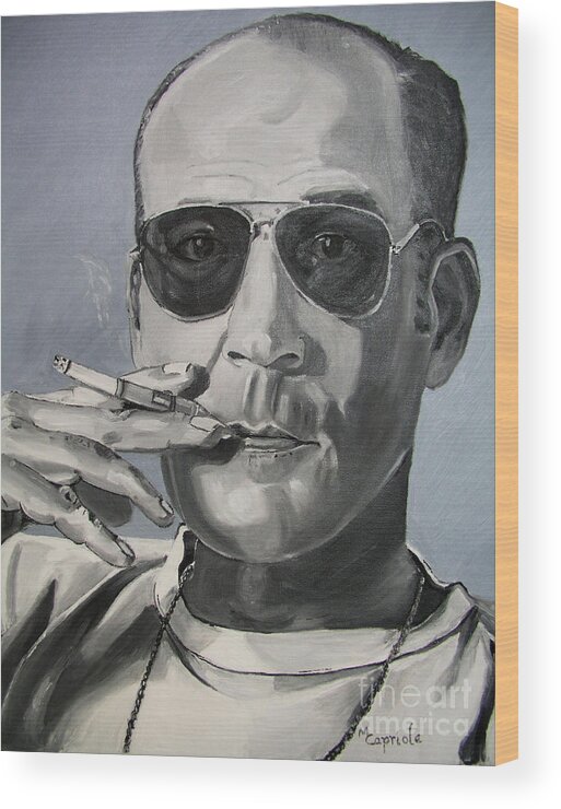 Hunter Thompson Wood Print featuring the painting Hunter Thompson by Mary Capriole