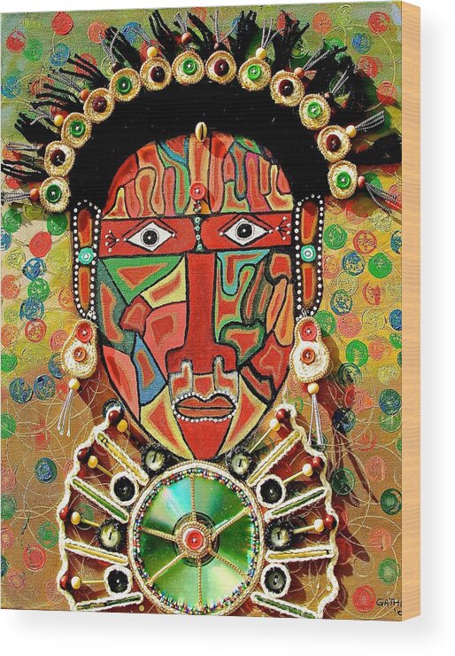 True African Art Wood Print featuring the painting Hypnotizing Child by Gathinja