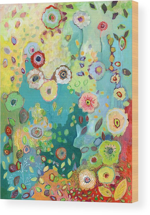 Floral Wood Print featuring the painting I Am by Jennifer Lommers