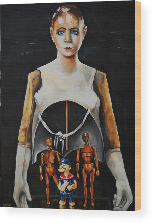 Mannequin Wood Print featuring the painting I Am What I Am by Jean Cormier