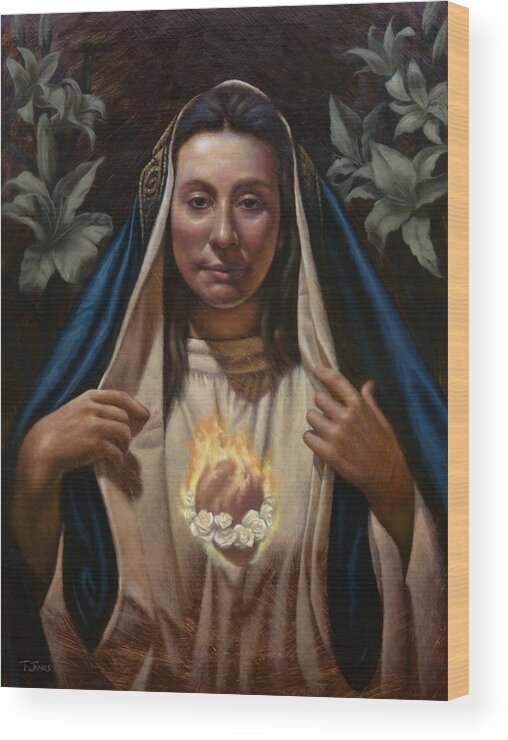 Mary Wood Print featuring the painting Immaculate Heart by Timothy Jones