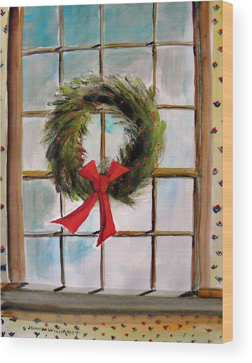 Wreath Wood Print featuring the painting In the Dining Room by John Williams