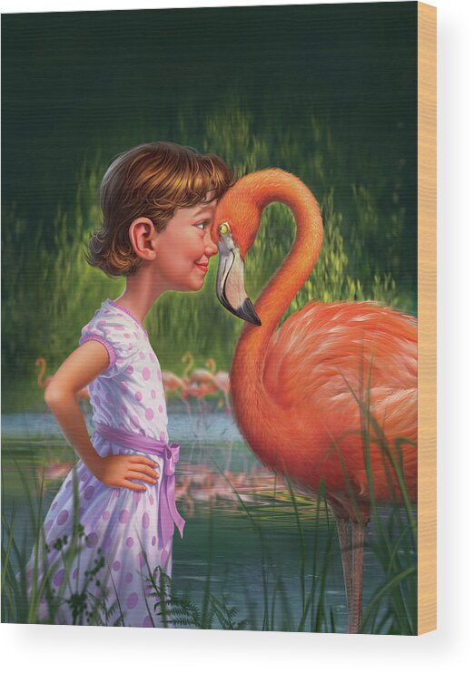 Flamingo Wood Print featuring the digital art In The Eye Of The Beholder by Mark Fredrickson