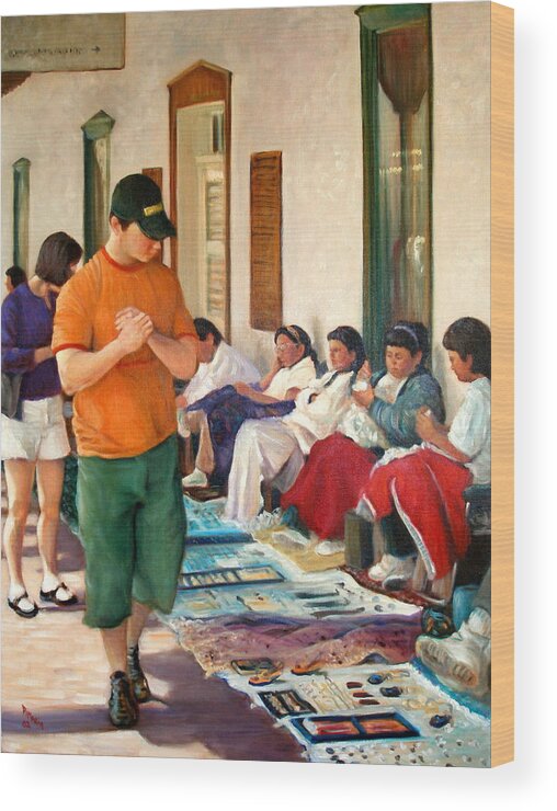Realism Wood Print featuring the painting Indian Market by Donelli DiMaria
