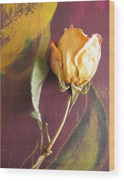 Yellow Rose Wood Print featuring the photograph Inspiration by Lindie Racz