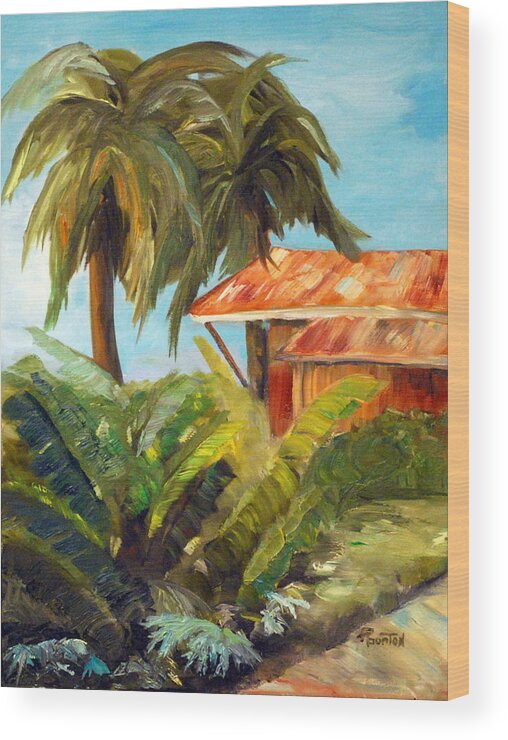 Tropical Wood Print featuring the painting Island Sugar Shack by Phil Burton
