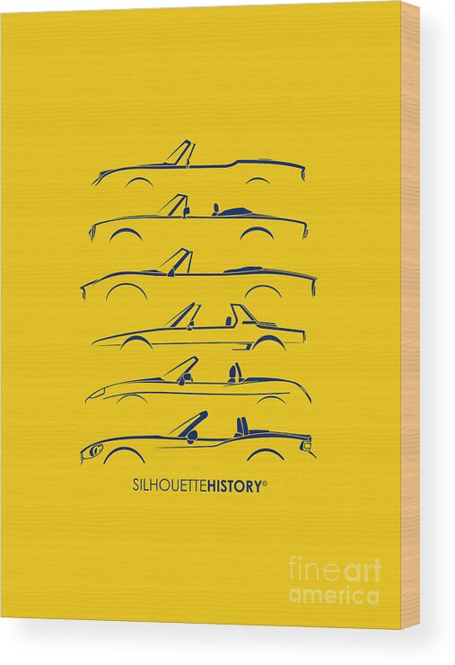 Sports Car Wood Print featuring the digital art Italian Roadster SilhouetteHistory by Gabor Vida