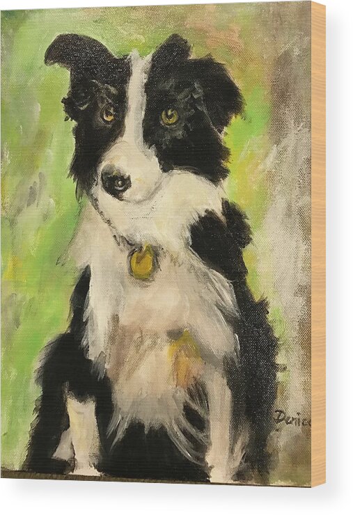 Dog Wood Print featuring the painting Jake by Denice Palanuk Wilson