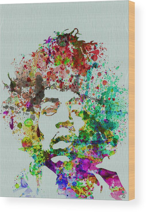 Jimmy Hendrix Wood Print featuring the painting Jimmy Hendrix watercolor by Naxart Studio