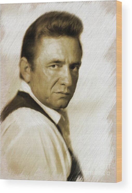 Johnny Wood Print featuring the painting Johnny Cash by Esoterica Art Agency
