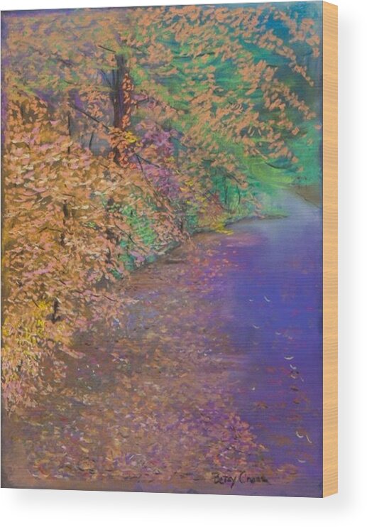 Gallery Wood Print featuring the pastel John's Pond in the Fall by Betsy Carlson Cross