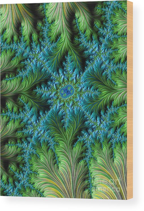 Jungle Wood Print featuring the digital art Jungle Meets Sea Fractal by Dee Flouton
