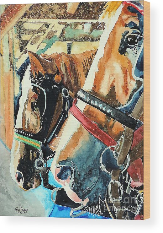 Horses Wood Print featuring the painting Just Chillin' by Tom Riggs