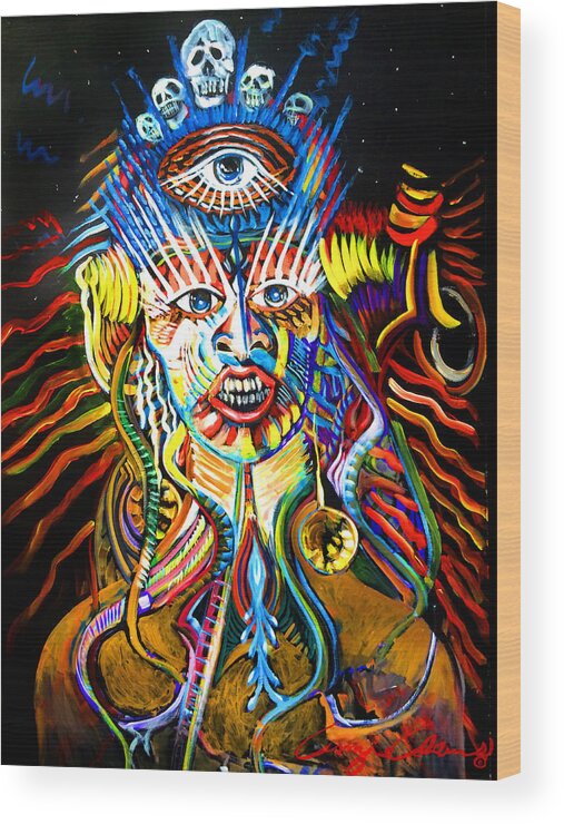 Kali Wood Print featuring the painting Kali by Amzie Adams