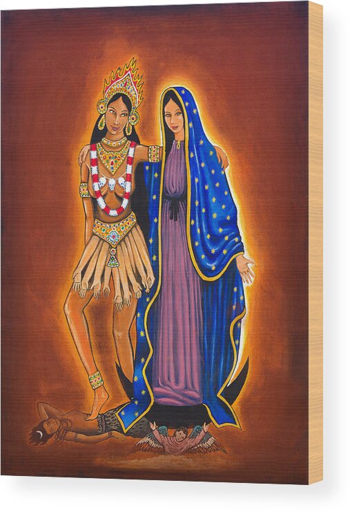 Kali Wood Print featuring the painting Kali and the Virgin by James RODERICK