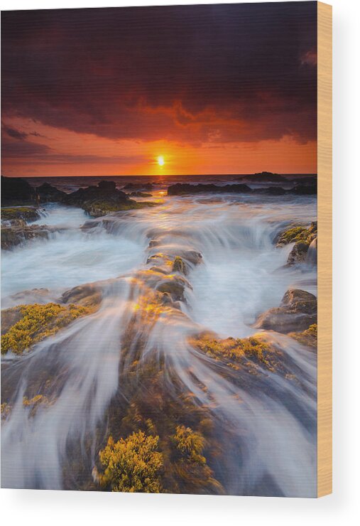 Sunset Wood Print featuring the photograph Keahole Point Sunset by Christopher Johnson