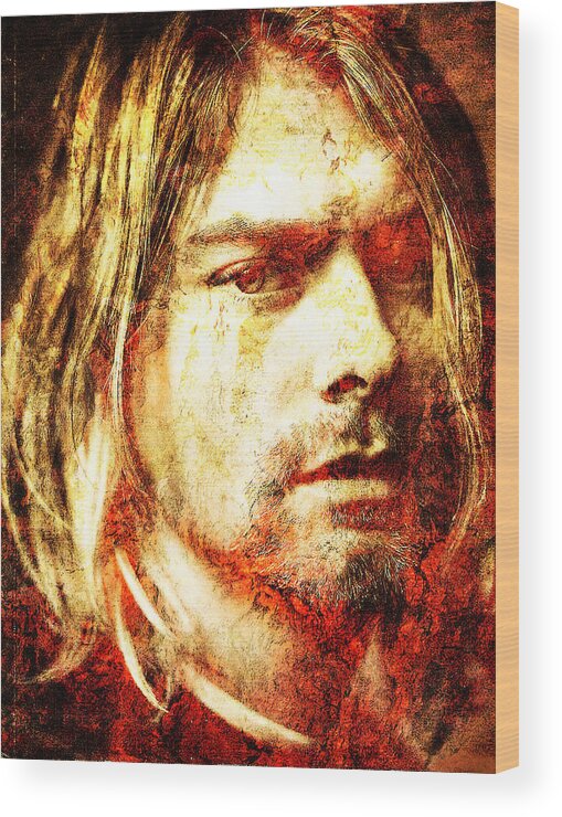 Kurt Cobain Wood Print featuring the photograph Kurt by J U A N - O A X A C A