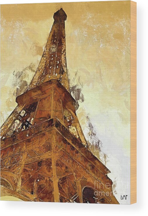 Digital Art Wood Print featuring the digital art La Tour Eiffel by Dragica Micki Fortuna