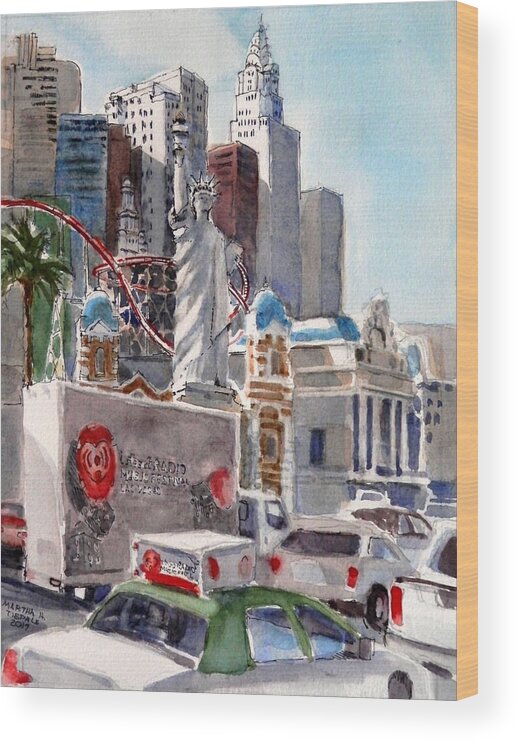 Las Vegas Wood Print featuring the painting Las Vegas Liberty by Martha Tisdale
