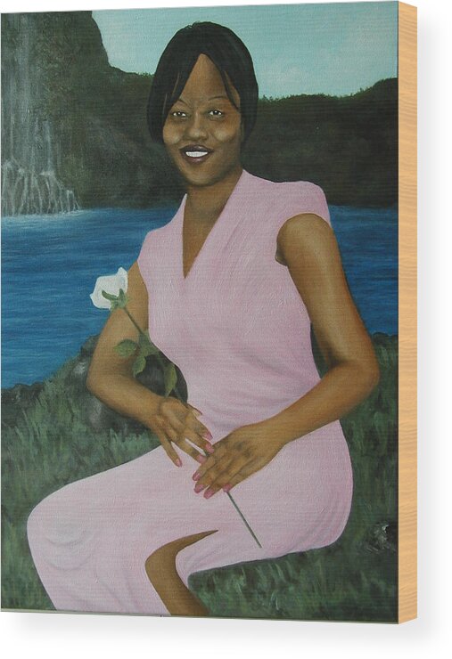 Portrait Wood Print featuring the painting Latasha by Angelo Thomas
