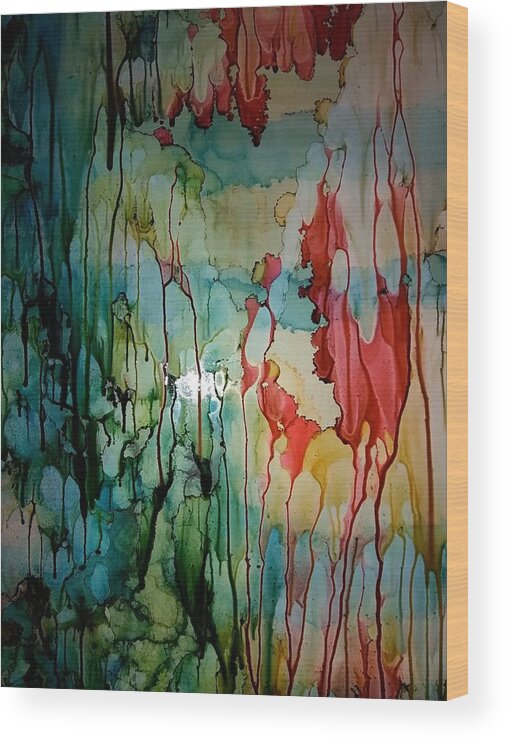 Alcohol Ink Prints Wood Print featuring the painting Layers of Life by Betsy Carlson Cross