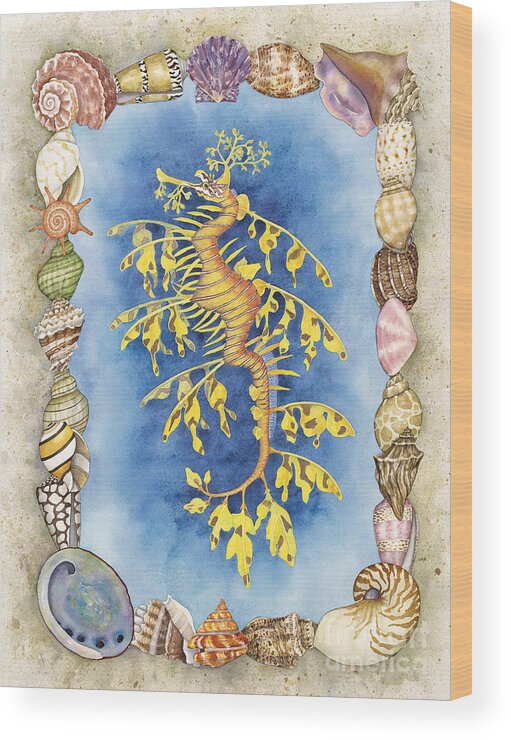 Leafy Sea Dragon Wood Print featuring the painting Leafy Sea Dragon by Lucy Arnold