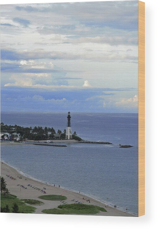 Lighthouse Wood Print featuring the photograph Lighthouse and Light Blue by Corinne Carroll