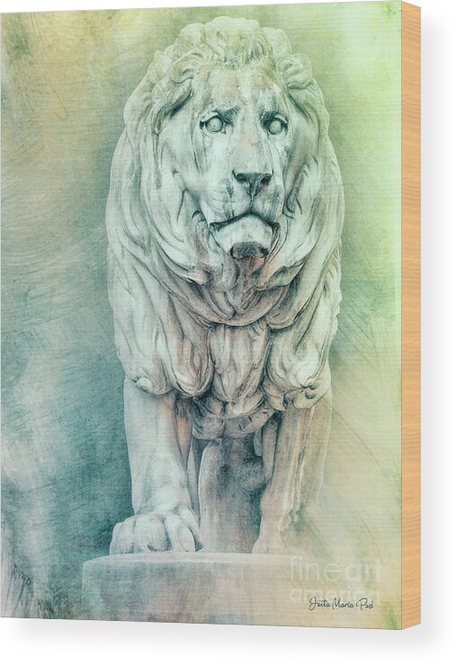 Photo Wood Print featuring the photograph Lion for Eternity by Jutta Maria Pusl