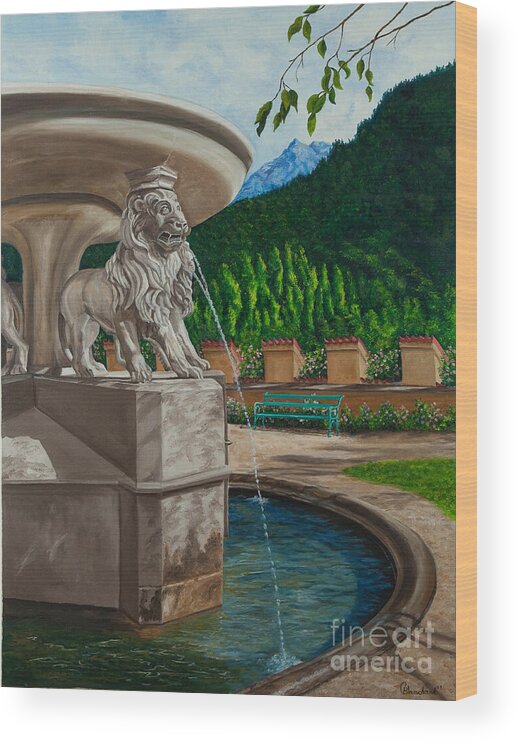 Germany Art Wood Print featuring the painting Lions of Bavaria by Charlotte Blanchard