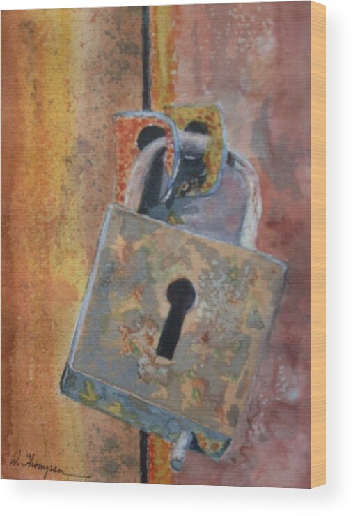 Lock Wood Print featuring the painting Locked In Locked Out by Warren Thompson